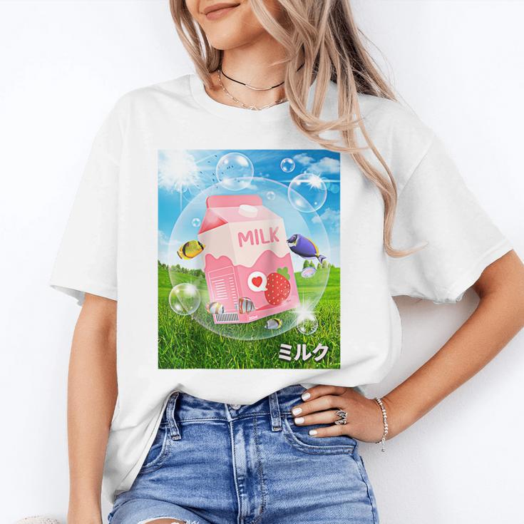 Frutiger Aero Aesthetic Tech Kawaii Strawberry Milk Fishes Raglan Baseball Tee Unisex T-Shirt Frutiger Aero Aesthetic Tech Kawaii Strawberry Milk Fishes Raglan Baseball Tee Unisex T-Shirt