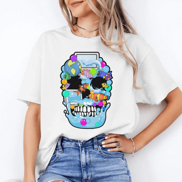 Frutiger Aero Aesthetic Tech Skull Computer Fishes Unisex T-Shirt