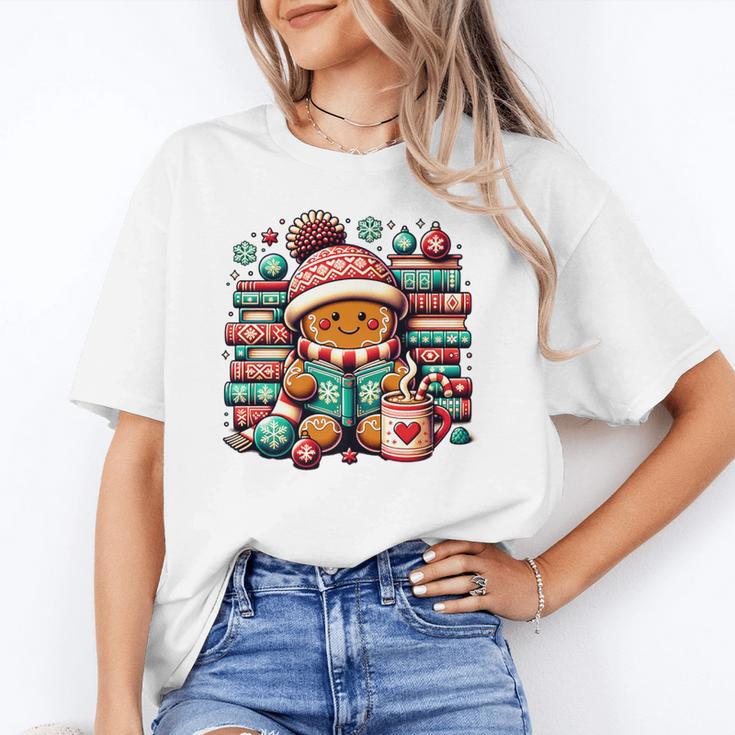 Gingerbread Reading Book Lovers Christmas Bookworm Librarian Premium Unisex T-Shirt