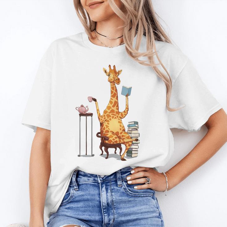 Giraffe Reading Tea Books Coffee Book Lover Graphic Unisex T-Shirt Giraffe Reading Tea Books Coffee Book Lover Graphic Unisex T-Shirt
