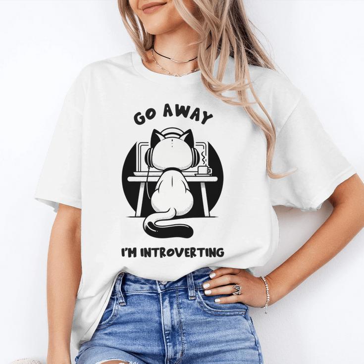 Go Away I'm Introverting Cat With Coffee Unisex T-Shirt Go Away I'm Introverting Cat With Coffee Unisex T-Shirt