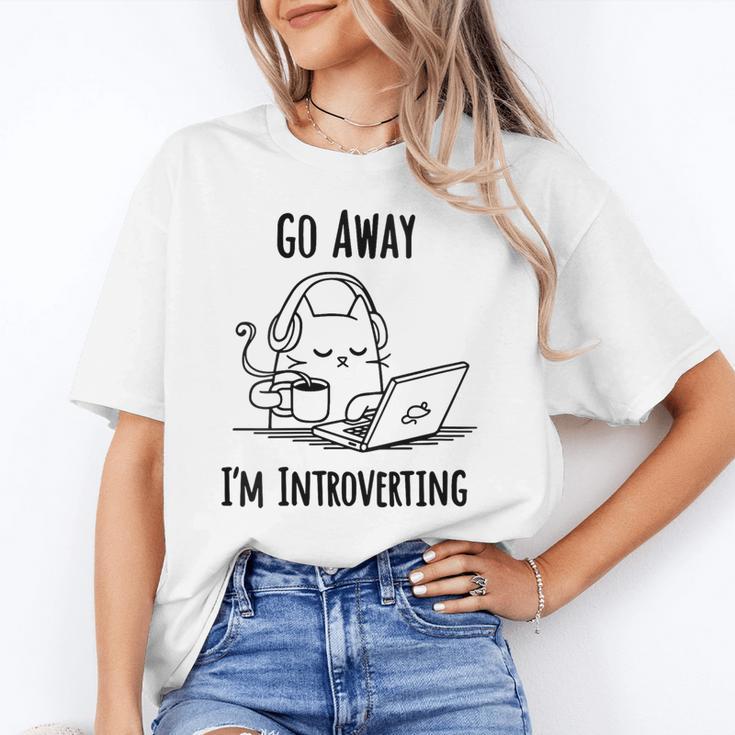 Go Away I'm Introverting Cat Introvert Anxiety Anxious Unisex T-Shirt