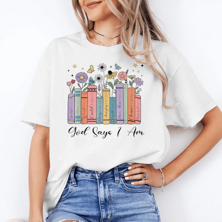 God Says I Am Floral Book Cute Christian Girl Teen Religious Unisex T-Shirt