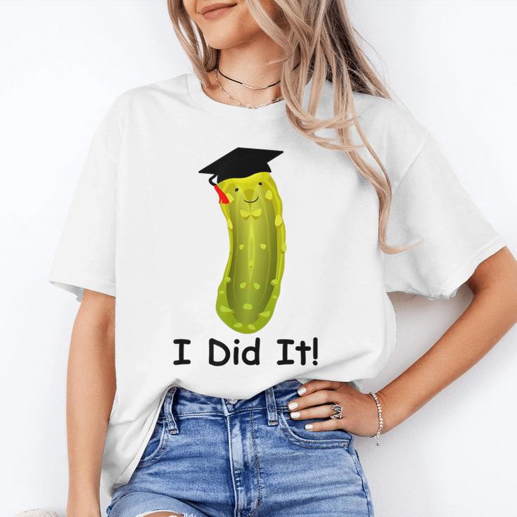 Graduation Cap Wearing Big Dill Pickle I Did It Graduate Fun Unisex T-Shirt