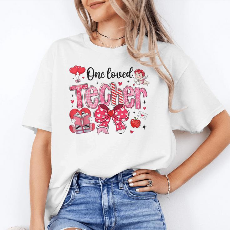 HUGvyn One Loved Teacher Valentine Book Heart Reading Bow Unisex T-Shirt
