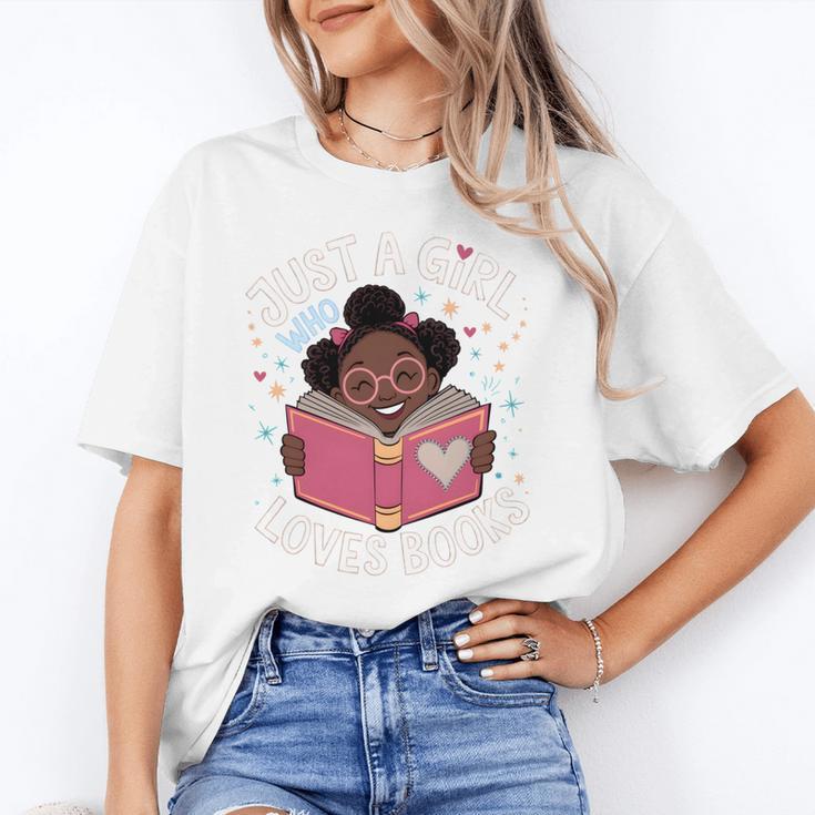 Just A Girl Who Loves Books Cute African American Afro Unisex T-Shirt Just A Girl Who Loves Books Cute African American Afro Unisex T-Shirt