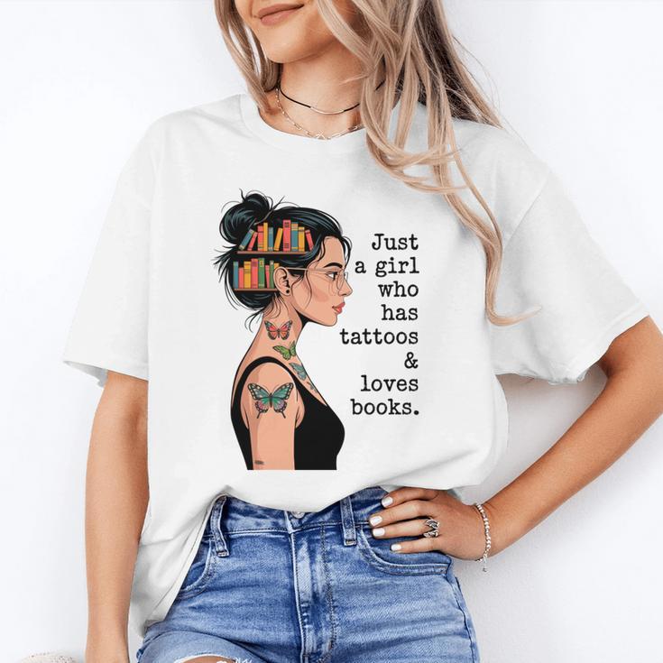 Just a Girl Who Has Tattoos And Love Books Tattooed Inked Unisex T-Shirt