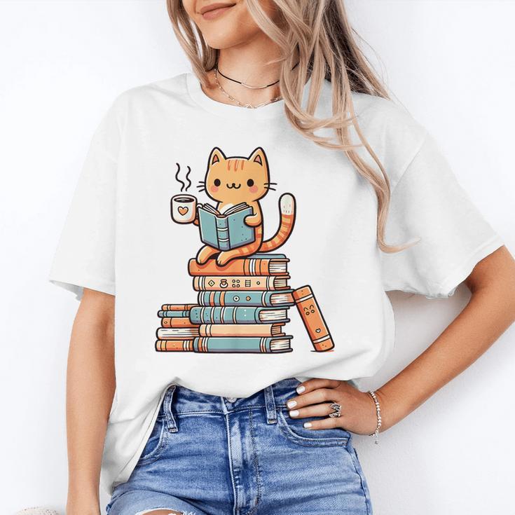 Kawaii Cat Coffee Books Teacher Men Women Girls Kids Unisex T-Shirt Kawaii Cat Coffee Books Teacher Men Women Girls Kids Unisex T-Shirt