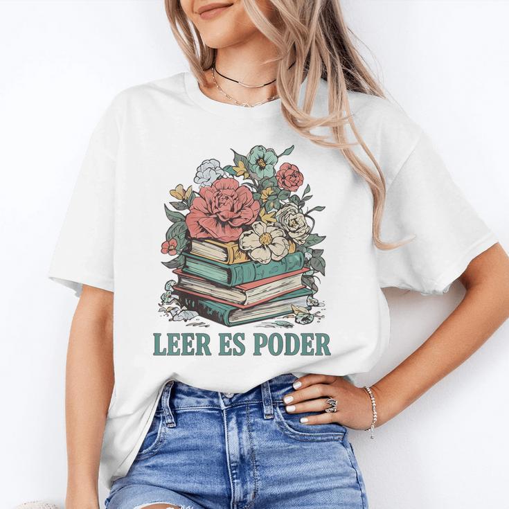 Leer ES Poder Cute Floral Spanish Teacher Book Reading Unisex T-Shirt
