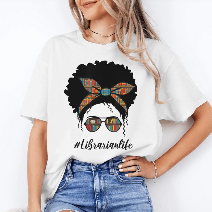 Librarian Teacher Messy Bun Life Book Library Back To School Unisex T-Shirt