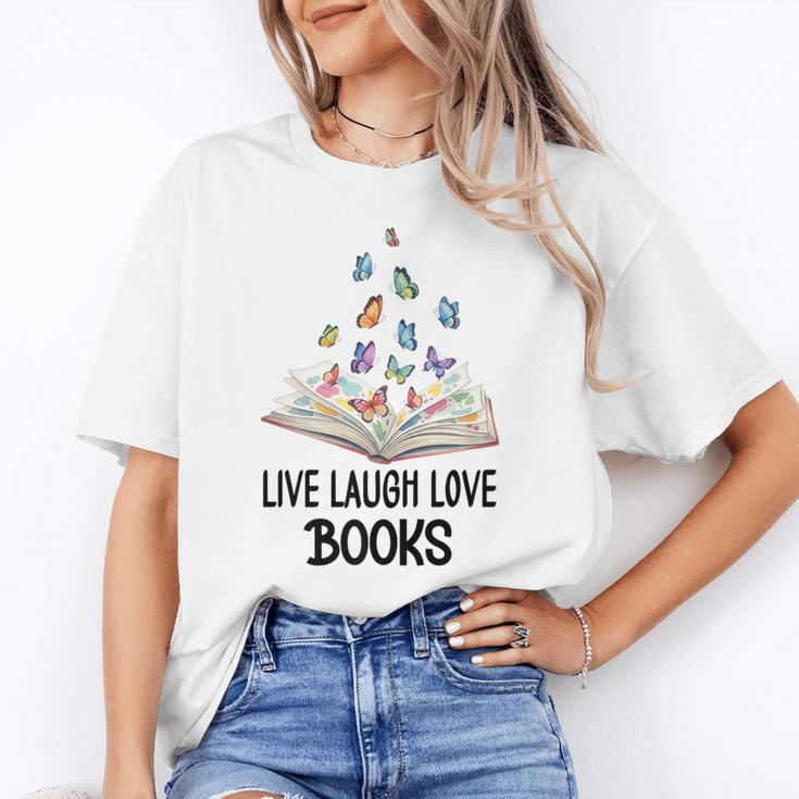 Live Laugh & Love Books Reading Butterfly Book Lover Bookish Premium Unisex T-Shirt