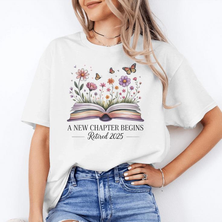 a New Chapter Begins Retired 2025 Floral Book Retirement Unisex T-Shirt