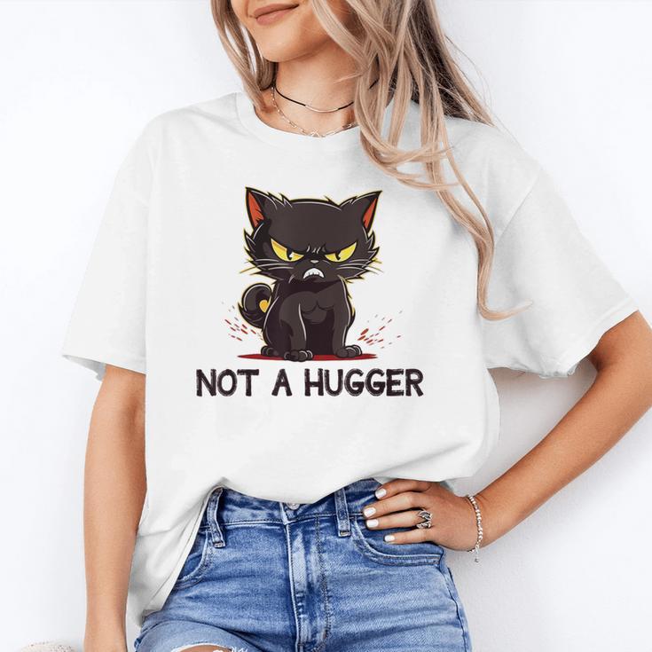 Not A Hugger Tee Angry Cat Sarcastic Cute Introvert Unisex T-Shirt Not A Hugger Tee Angry Cat Sarcastic Cute Introvert Unisex T-Shirt