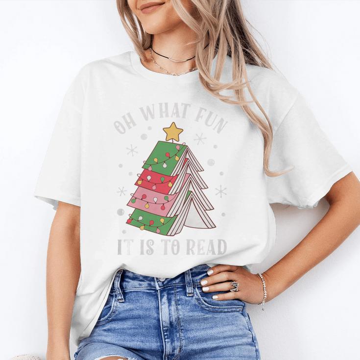 Oh What Fun It Is To Read Book Christmas Tree Premium Tri-Blend Unisex T-Shirt