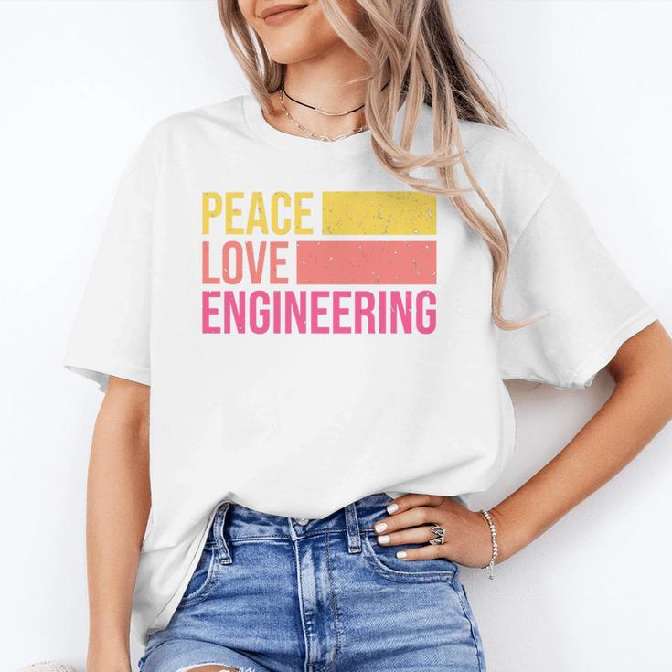 Peace Love Engineering Engineer School Graduation Retro Unisex T-Shirt