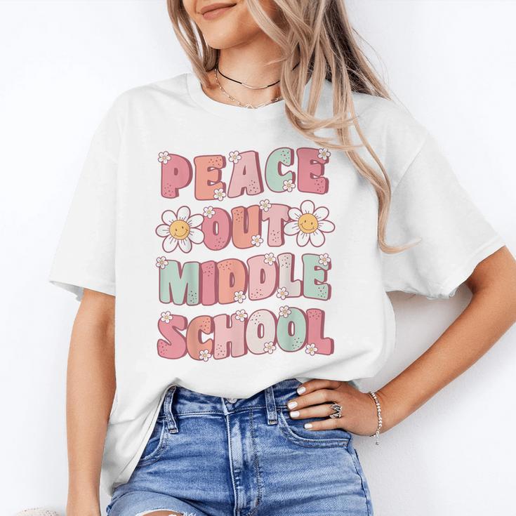 Peace Out Middle School Graduation Groovy Last Day Of School Unisex T-Shirt