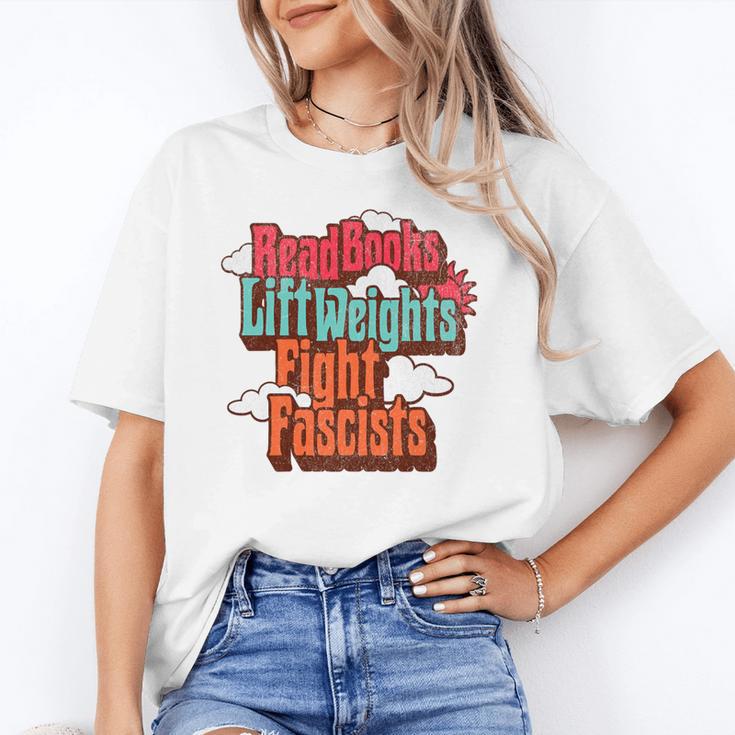Read Books Lift Weights Fight Fascists Reading No Kings Premium Tri-Blend Unisex T-Shirt
