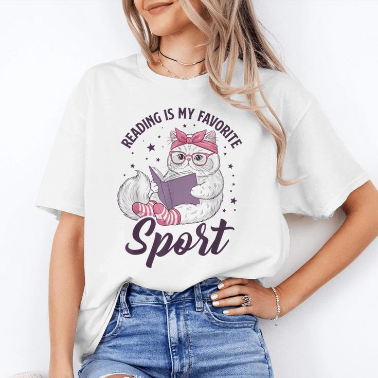 Reading Is My Favorite Sport Saying Cat And Book Lover Unisex T-Shirt