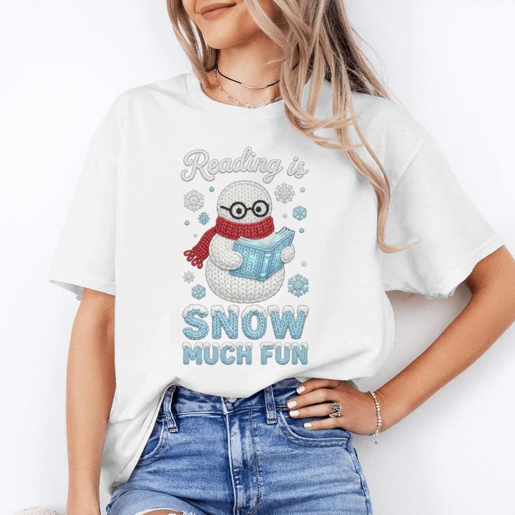 Reading Is Snow Much Fun Book Lover Winter Snowman Humor Unisex T-Shirt