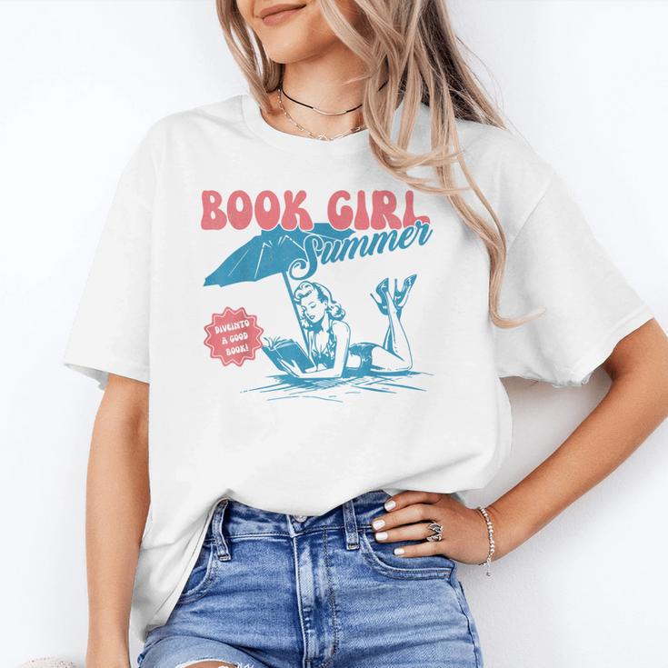 Retro Book Girl Summer Beach Vacation For Book Lover Unisex T-Shirt
