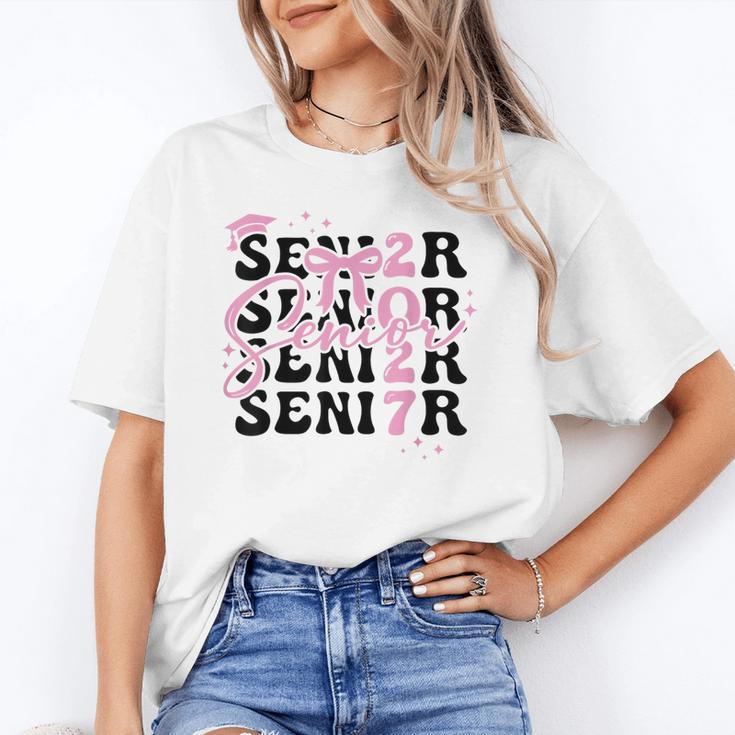 Senior 2027 Class Of 2027 Coquette Pink Bow Graduation 2027 Unisex T-Shirt