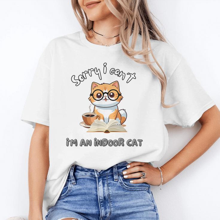 Sorry I Can't Indoor Cat Top For Introvert With Coffee Book Unisex T-Shirt Sorry I Can't Indoor Cat Top For Introvert With Coffee Book Unisex T-Shirt