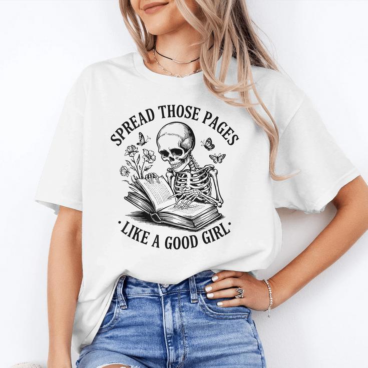 Spread Those Pages Like A Good Girl Skeleton Floral Book Unisex T-Shirt