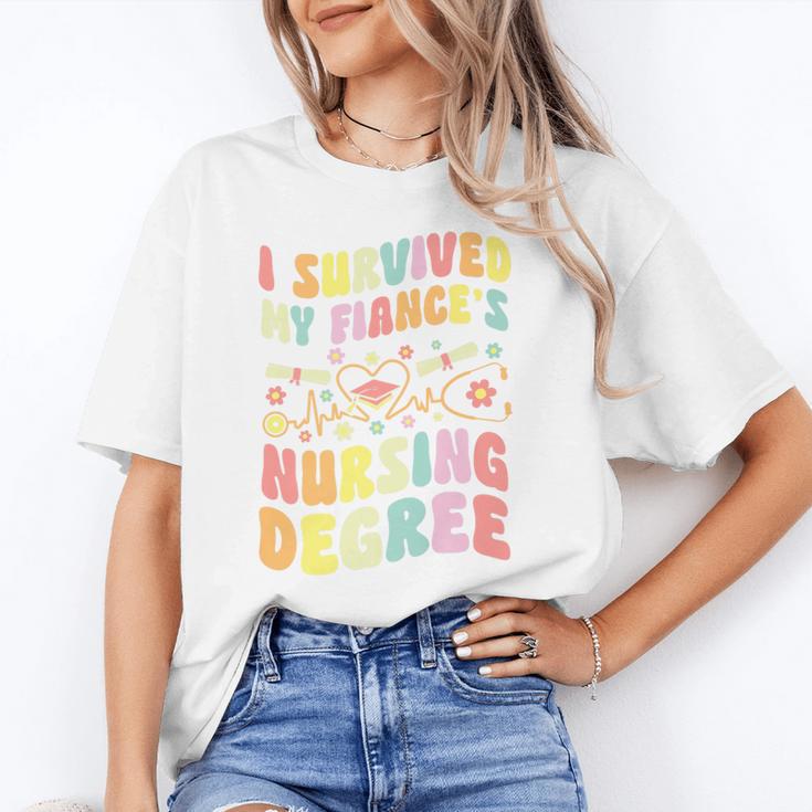 i Survived My Fiance's Nursing Degree Graduation Groovy Premium Unisex T-Shirt