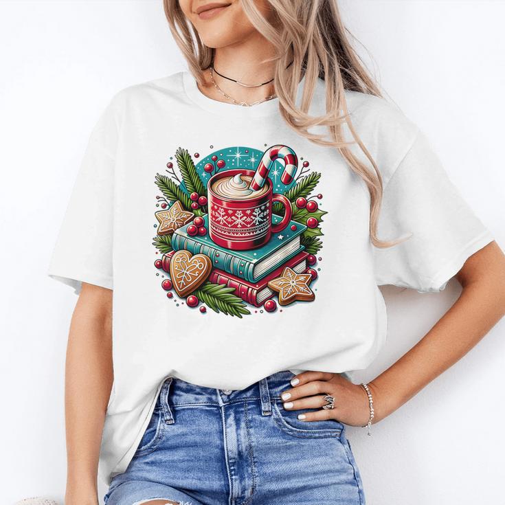 Vintage Cozy Winter Hot Cocoa Books Gingerbread Book Lovers Unisex T-Shirt