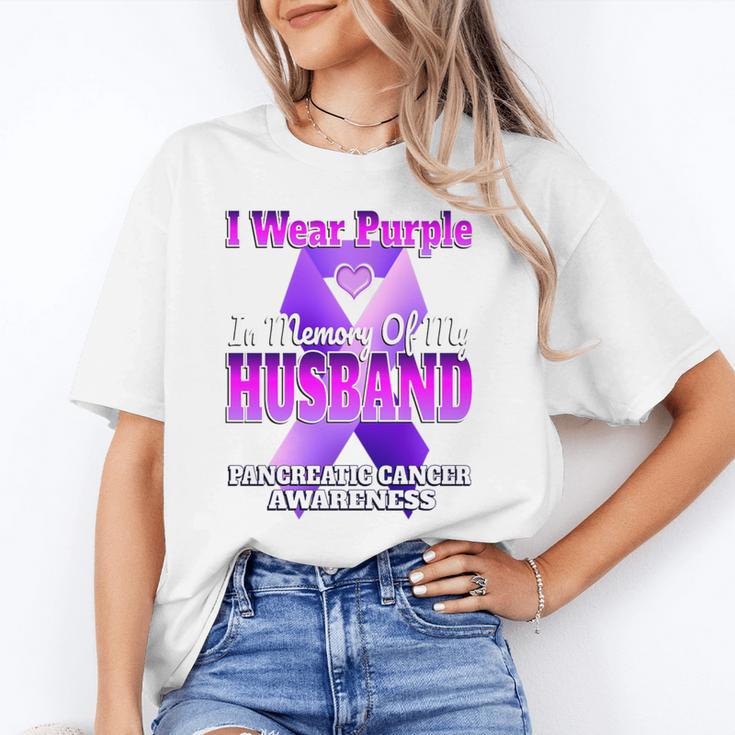 I Wear Purple In Memory Of My Husband Pancreatic Cancer Premium Tri-Blend Unisex T-Shirt