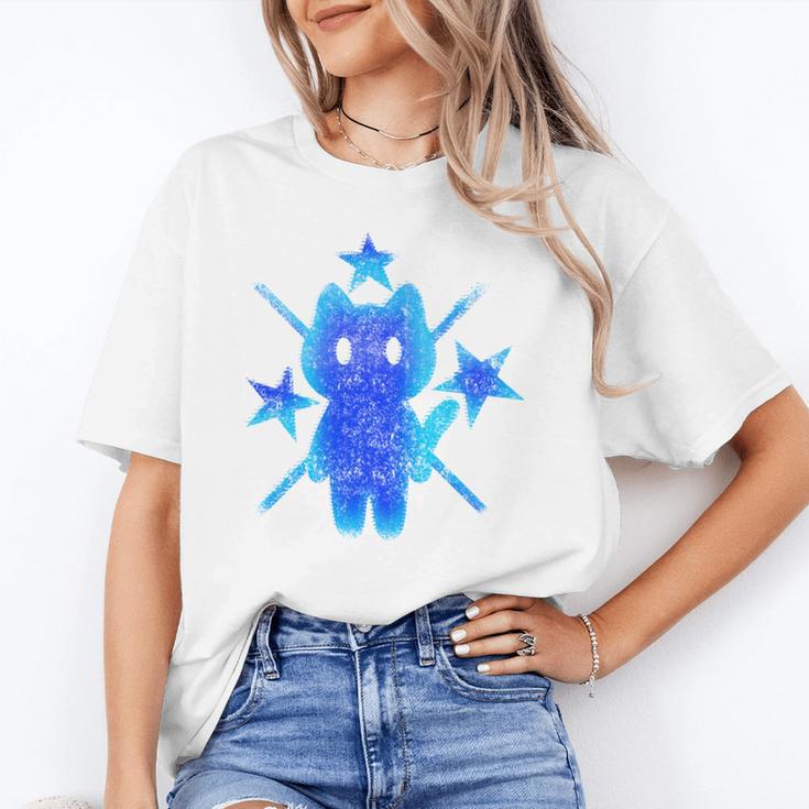 Yk2 Grunge Earthy Blue Cat With Stars Tomboy 90s Nostalgia Unisex T-Shirt Yk2 Grunge Earthy Blue Cat With Stars Tomboy 90s Nostalgia Unisex T-Shirt