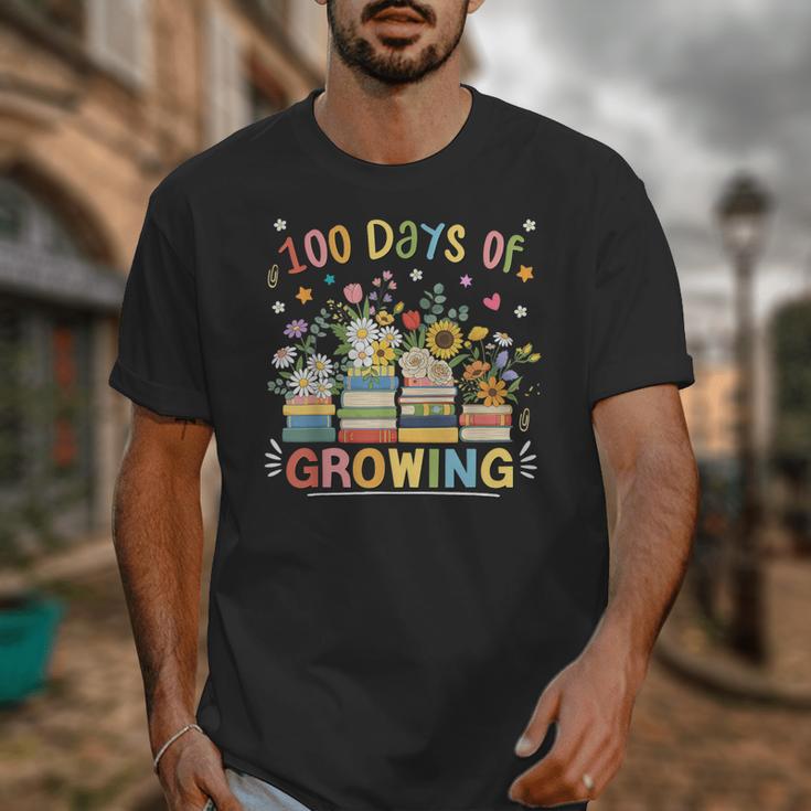 100th Day Of School Teacher Floral Books 100 Days Of Growing Unisex T-Shirt 100th Day Of School Teacher Floral Books 100 Days Of Growing Unisex T-Shirt