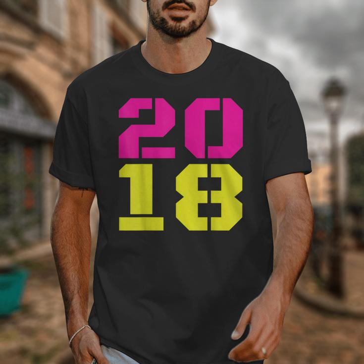 2018 Big Neon Numbers For The New Year Or Graduation Unisex T-Shirt