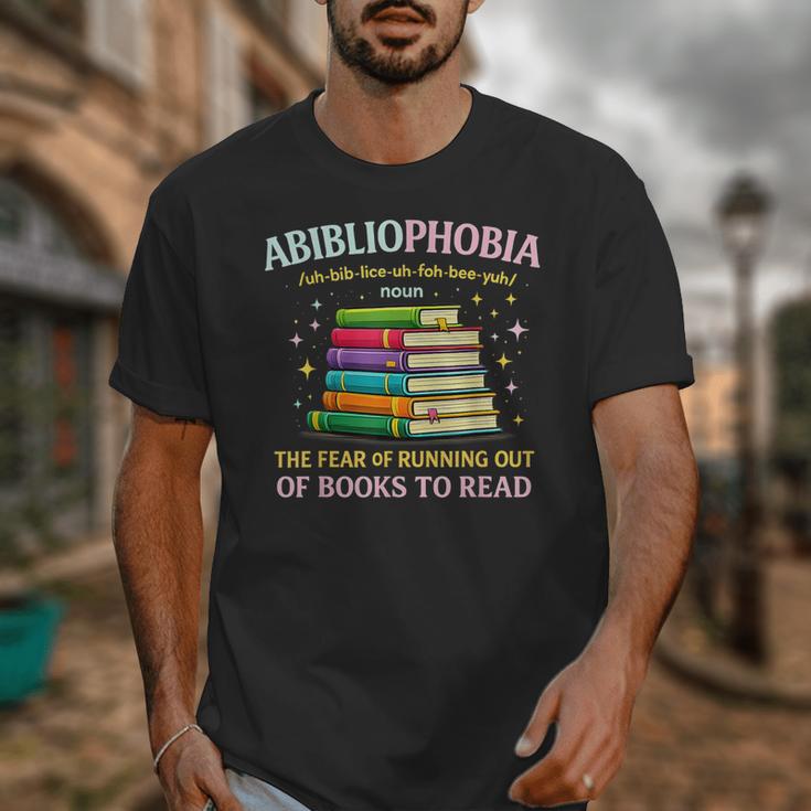 Abibliophobia Bibliophilia Abibliophobia Book Lovers Unisex T-Shirt