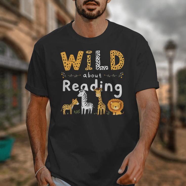 Animal Print Read A Book Character Kids Wild About Reading Unisex T-Shirt