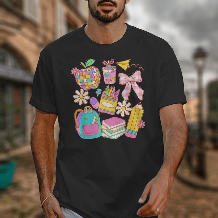 Apple Disco Pencil Books Bow Teacher Student Back To School Unisex T-Shirt Apple Disco Pencil Books Bow Teacher Student Back To School Unisex T-Shirt