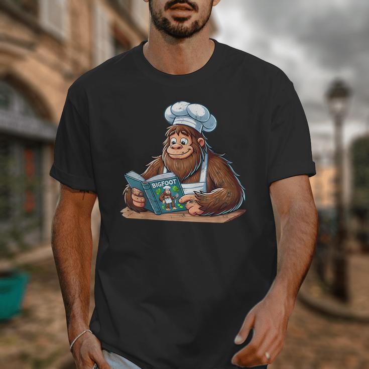 Bigfoot Reading a Cookbook Unisex T-Shirt