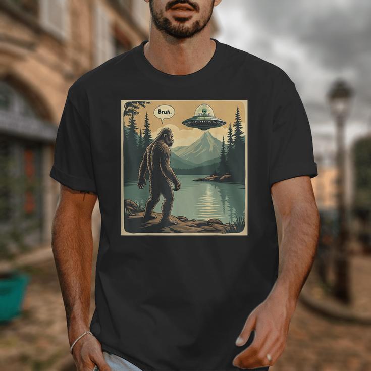 Bigfoot Sasquatch Alien Spaceship UFO Introvert Bruh Unisex T-Shirt Bigfoot Sasquatch Alien Spaceship UFO Introvert Bruh Unisex T-Shirt