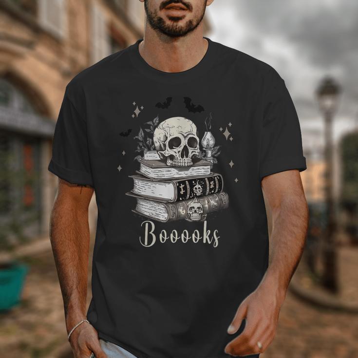 Boo Skeleton Skull Books Halloween Women School Teacher Kid Unisex T-Shirt