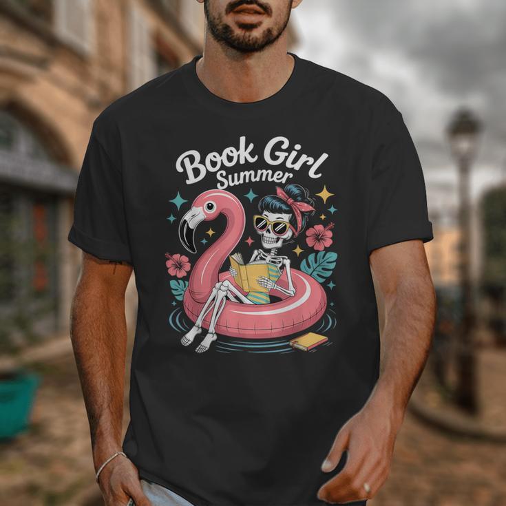 Book Girl Summer Skeleton Reading Books Lovers Beach Unisex T-Shirt