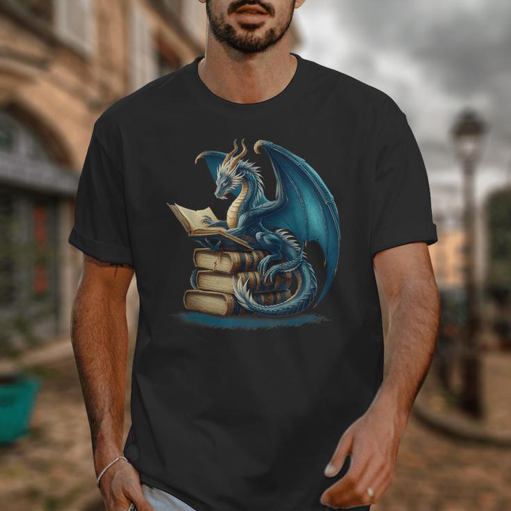 Book Lover Bookworm Reading Books Dragon Sci-Fi Character Unisex T-Shirt