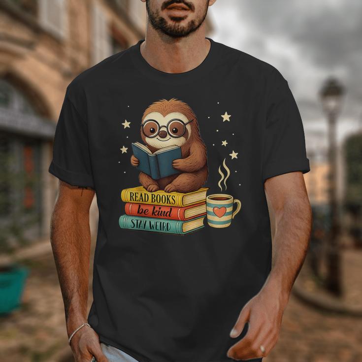 Book Lover Sloth Reading Bookish Library Read Books Be Kind Unisex T-Shirt