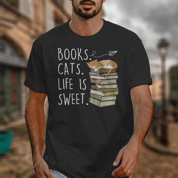 Book Lovers Books Cats Life Is Sweet Cat Lover Unisex T-Shirt