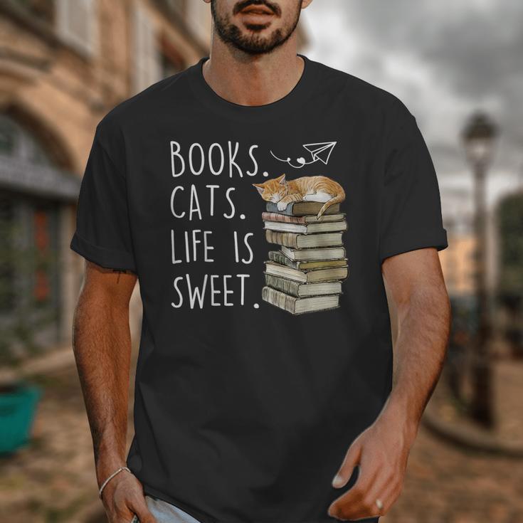 Book Lovers Books Cats Life Is Sweet Cat Lovers Unisex T-Shirt