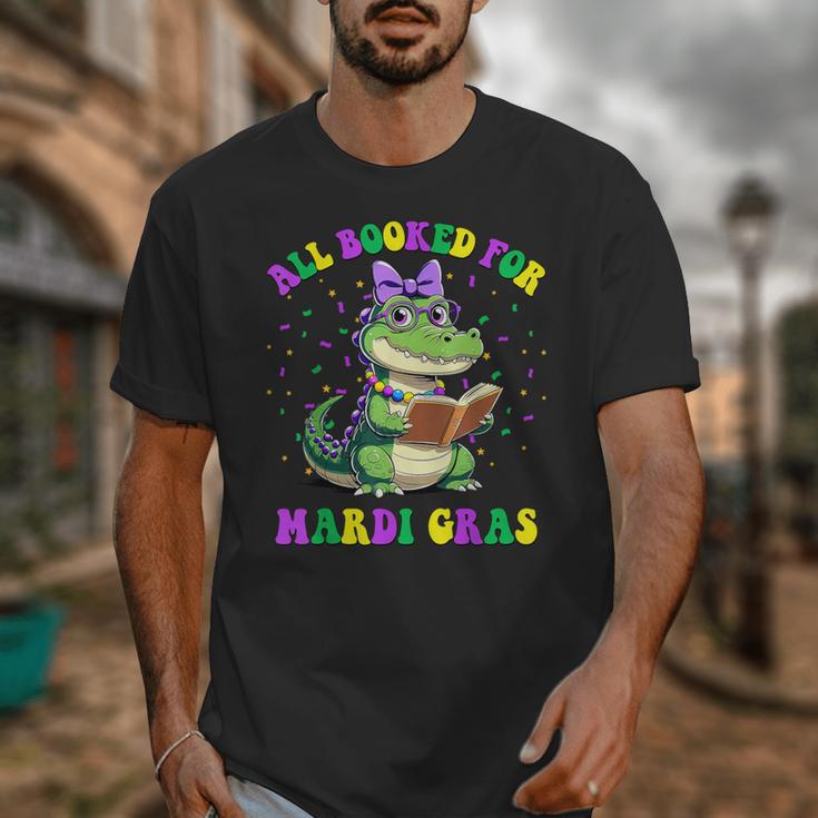 All Booked For Mardi Gras Crocodile Reading Book Teacher Unisex T-Shirt