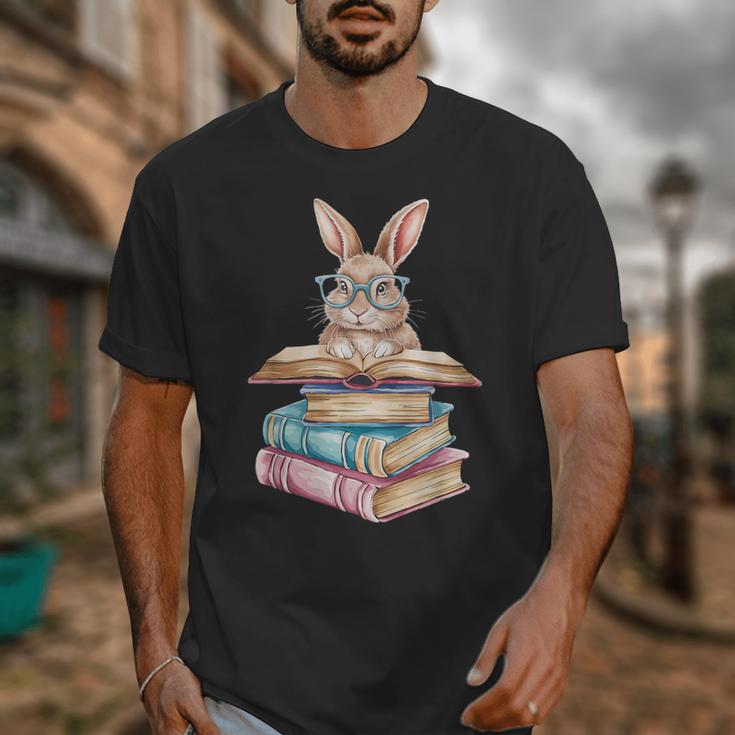 Books Bookworm Reader Book Cute Reading Bunny With Glasses Unisex T-Shirt
