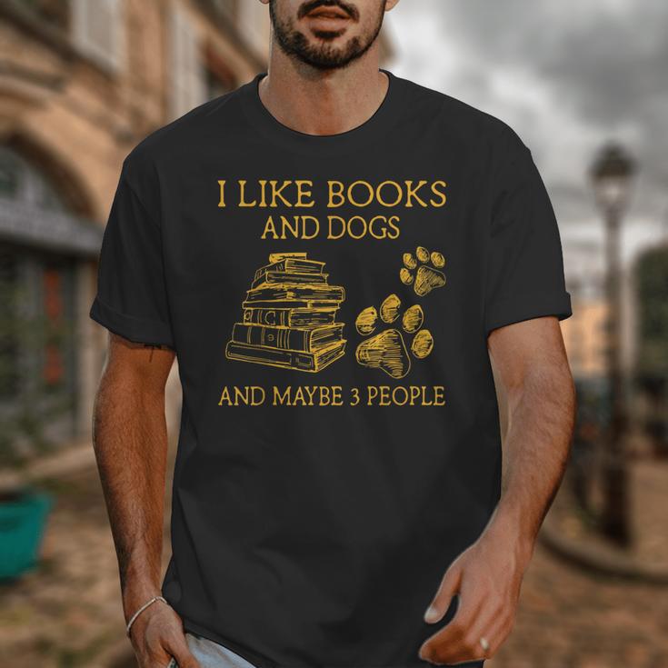 I Like Books And Dogs And Maybe 3 People Book Dog Lovers Men Women Unisex T-Shirt