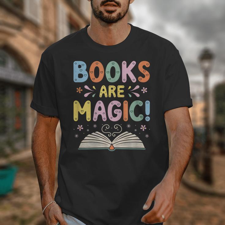 Books Are Magic Whimsical Retro Bookworm Unisex T-Shirt