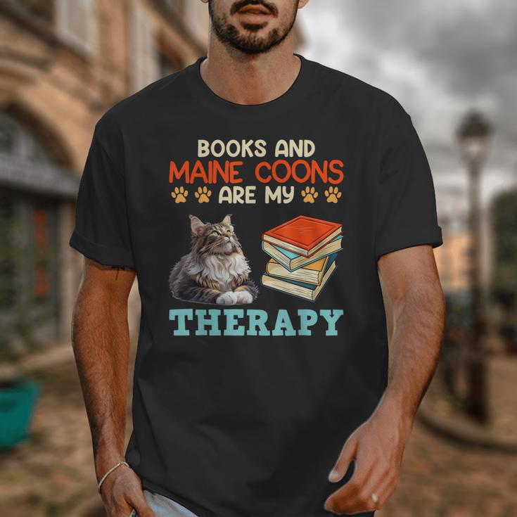 BOOKS AND MAINE COONS ARE MY THERAPY Main Coon Unisex T-Shirt