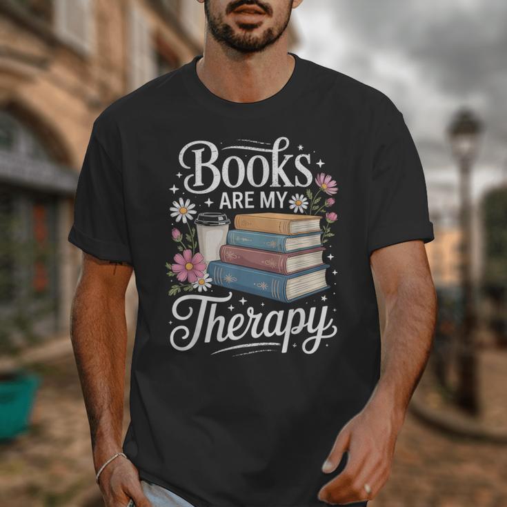Books Are My Therapy Reading Lover Cozy Environment Unisex T-Shirt